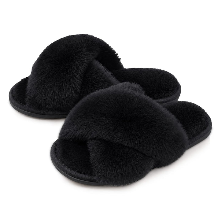 Kropsbutikken Vintertøfler fluffy – Sort