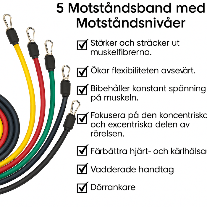 Kroppsbutiken Bånd Standardtitel Modstandsbånd (sæt med 5 niveauer)