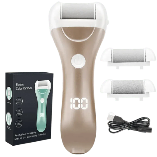 Kroppsbutiken Fodsandpapir Guld Fothudeborttager elektrisk (med 3 slibehoveder)