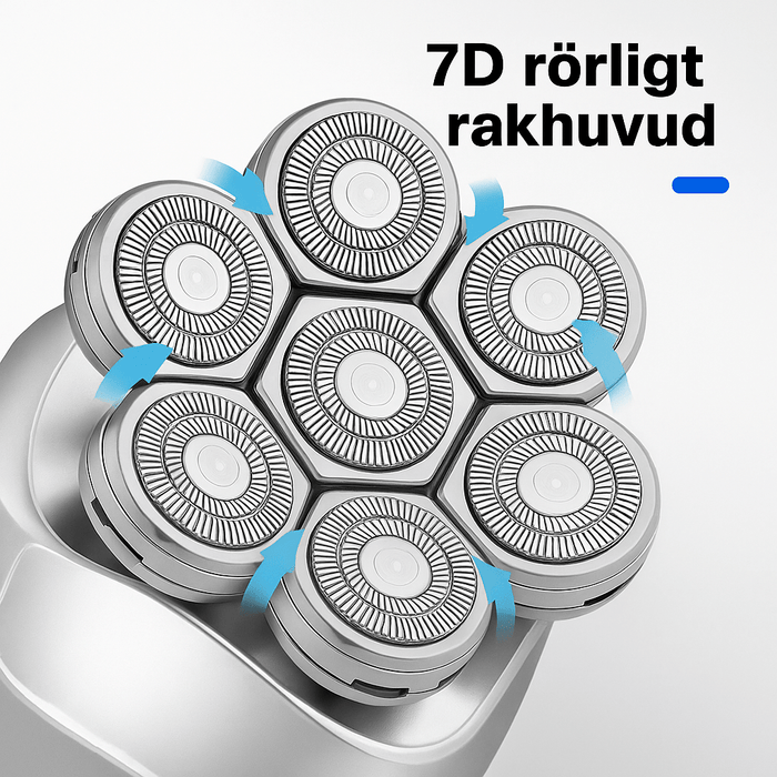 Kropsbutikken Hårtrimmer Elektrisk Hovedbarbermaskine - 7-i-1 Elektrisk Hovedbarbermaskine 7D