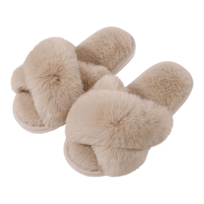 Kroppsbutiken Indendørs slippers Khaki / 36-37 Vinter slippers fluffy