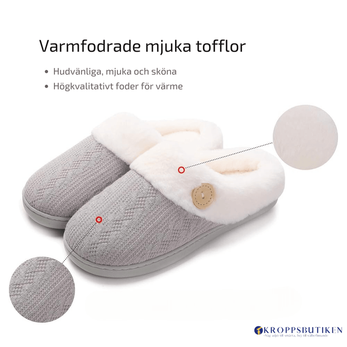 Kroppsbutiken Innetoffler Varmforede tøfler skridsikre såler