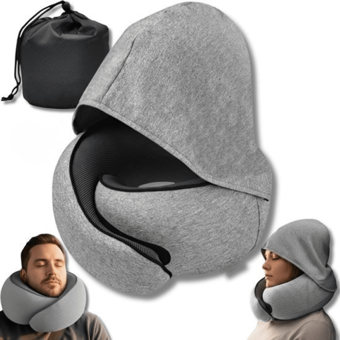 Kroppsbutiken Nakkestøtte Standardtitel Rejsepude med hoodie