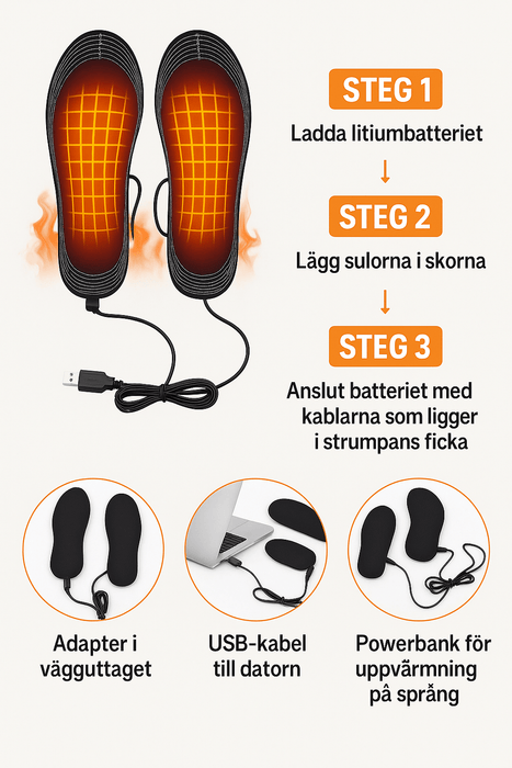 Kroppsbutiken Skoindlæg Opvarmet indersål (USB)
